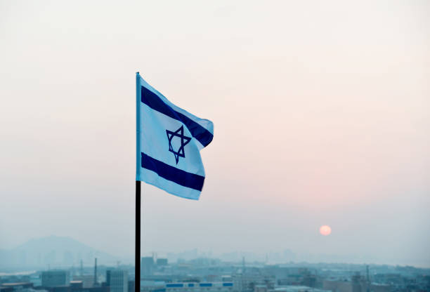 Israel's national flag in the wind.
