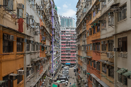 Overlooking of a high-density apartment of public house in Hong Kong, China