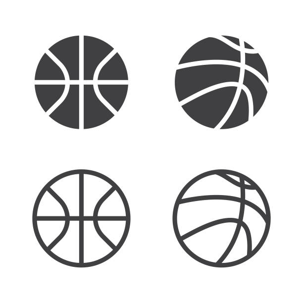 vector basketball ball icon set izolowane na białym tle. - basketball stock illustrations
