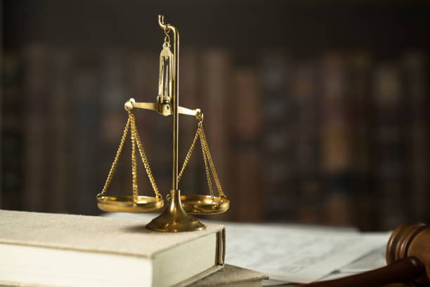 istock Law and Justice concept image, Lawyer's office desktop with papers 1182703829