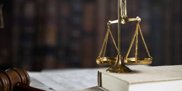 istock Law and Justice concept image, Lawyer's office desktop with papers 1182703831