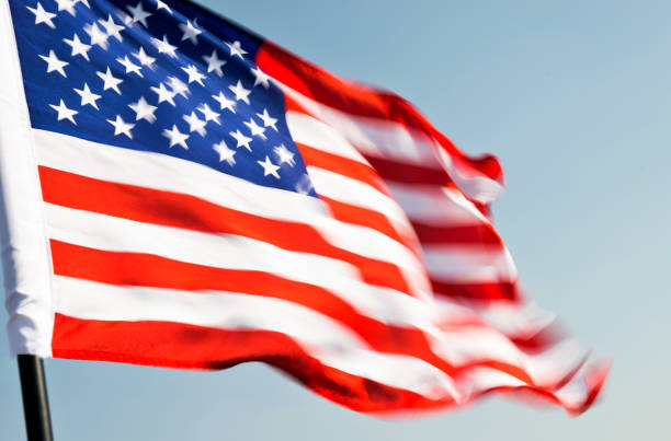 istock Close-up of American flag 1182704907