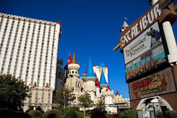 The Excalibur Hotel and Casino in Las Vegas. Las Vegas,NV/USA - Sep 12,2018 : The Excalibur Hotel and Casino in Las Vegas. The Hotel was named after King Arthur's sword and opened in 1990. excalibur stock pictures, royalty-free photos & images