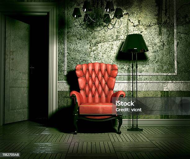 Grunge Interior Stock Photo - Download Image Now - Dark, Living Room, Abandoned