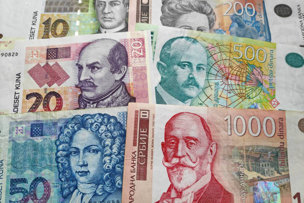 istock Stack of Croatian Kuna & Serbian Dinar 1182708355