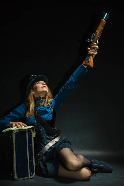 istock Steampunk girl armed and dangerous. 1182709138