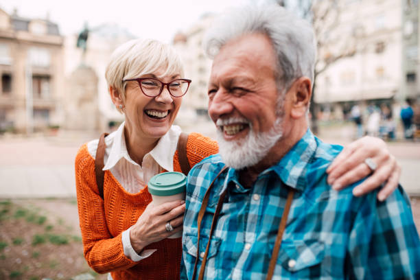 istock Senior couple enjoying their vacation and having fun 1182709440
