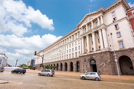 Sofia, Bulgaria - June 25, 2019: Palace of the Council of Ministers in Sofia on a normal day