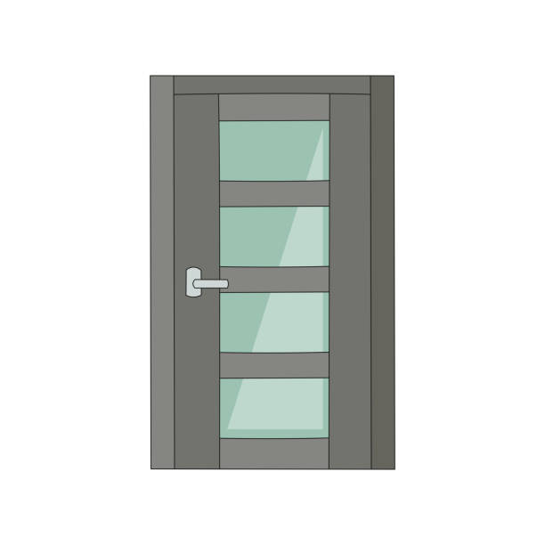 Ilustración de Puerta De Metal Gris Con Vidrio Mate Frente De La Puerta De  Entrada De La Oficina Con Aspecto Seguro Moderno y más Vectores Libres de  Derechos de Cristal - Material -