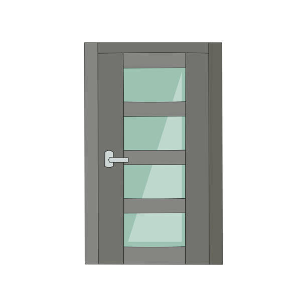 Ilustración de Puerta De Metal Gris Con Vidrio Mate Frente De La Puerta De Entrada De La Oficina Con Aspecto Seguro Moderno y más Vectores Libres de Derechos de Cristal - Material - Ilustración de Puerta De Metal Gris Con Vidrio Mate Frente De La Puerta De Entrada De La Oficina Con Aspecto Seguro Moderno y más Vectores Libres de Derechos de Cristal - Material -