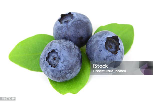Three Blueberries Stock Photo - Download Image Now - Berry Fruit, Blue, Blueberry