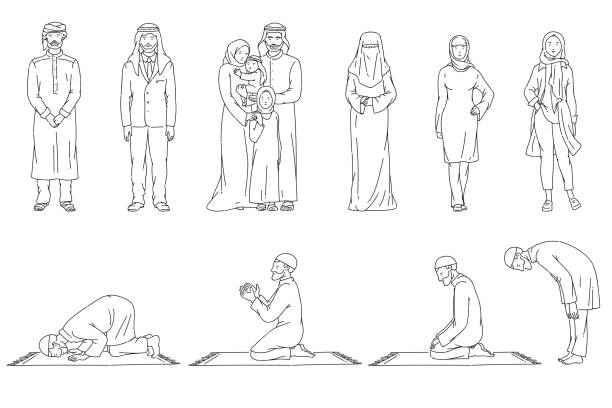 illustrations, cliparts, dessins animés et icônes de le peuple est musulman et arabe, hommes et femmes. - middle eastern ethnicity illustrations