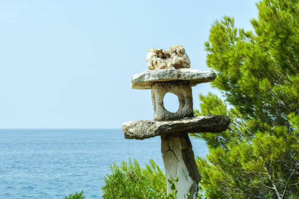 Beach at the luxury hotel during sunset, Thassos island, Greece