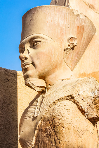 Statue of Amun in the face of Tutankhamun at the Karnak Temples in Luxor Egypt