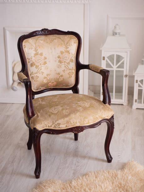 istock Beautiful vintage brown chair on white background. 1182720097