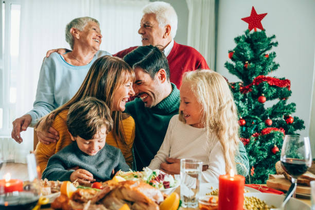 istock Three generation family christmas portrait. 1182722279