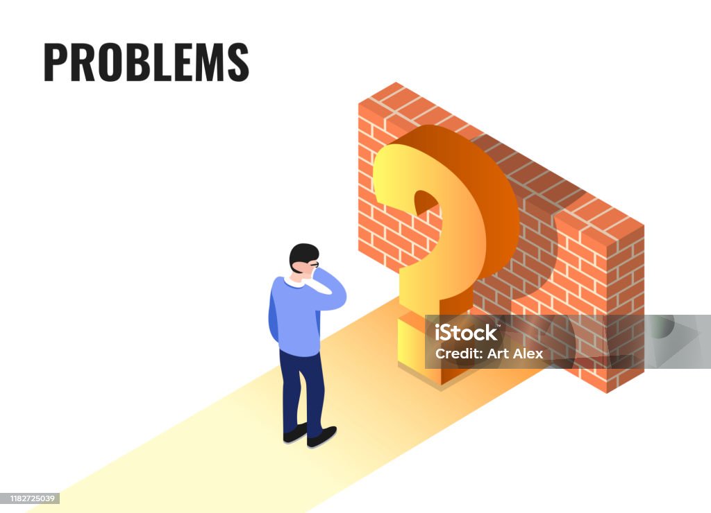 Problem Thinkin Image Problem Concept Man Is Thinking Isometric Vector Illustration Stock ...