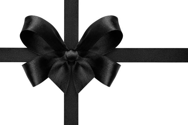 istock Black ribbon with gift bow isolated on white background 1182729277