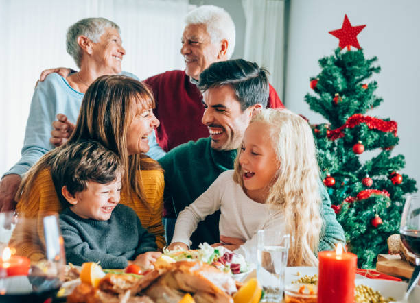 istock Three generation family christmas portrait. 1182730724