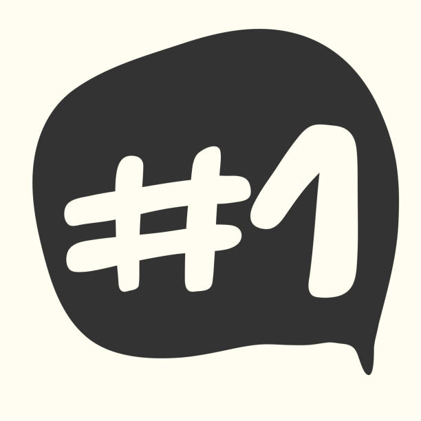 istock Number one. Hashtag. Sticker for social media content. Vector hand drawn illustration design. 1182732818