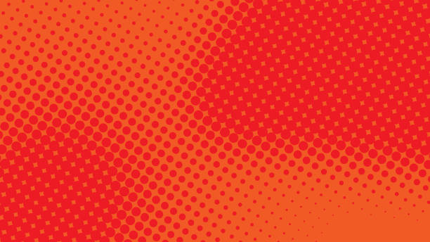 コミックスタイルでハーフトーン点線のデザインを持つ赤とオレンジのポップアートレトロな背景、ベクトルイラストeps10 - 赤 イラスト点のイラスト素材／クリップアート素材／マンガ素材／アイコン素材