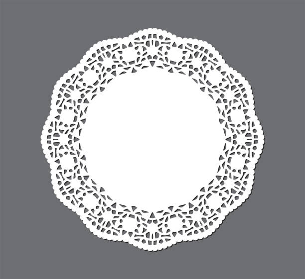 ilustrações de stock, clip art, desenhos animados e ícones de vintage lace doily, decorative laser cutting design - doily