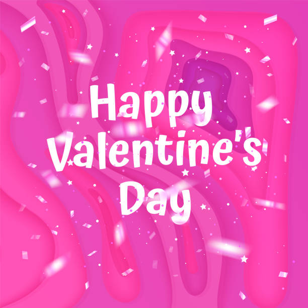 istock Happy Valentines Day card, with background with deep pink color paper cut design 1182743722