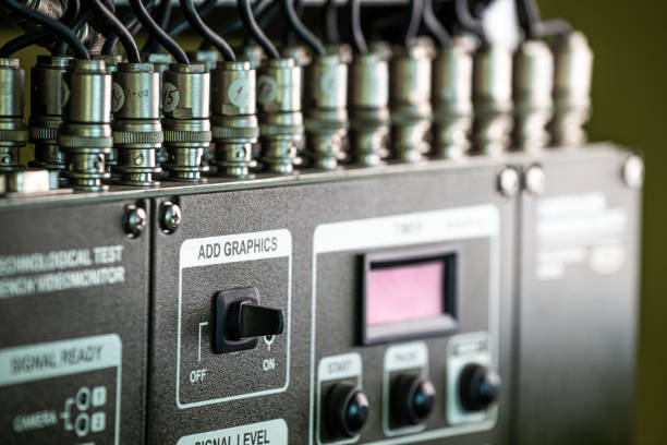 istock Closeup green panel of television equipment 1182744265