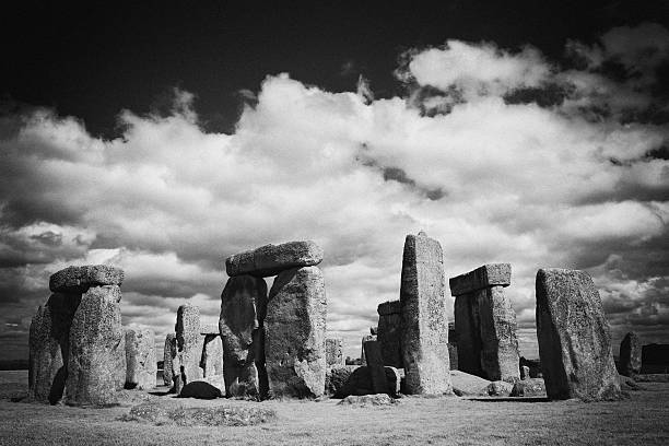 istock Stonehenge prehistoric stone circle, black and white, Wiltshire, England 118274476