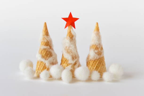 Soft serve ice cream in a cone. Rendered in 3d.