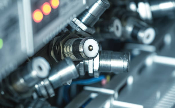 istock Numerous round metal plugs connected to each other 1182747132