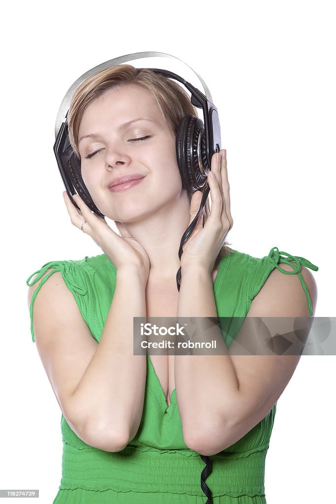 Schöne Mädchen Musik hören - Lizenzfrei Attraktive Frau Stock-Foto