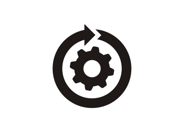 Continuous development. Simple icon in black and white. Simple icon illustrating continuous development. continuity stock illustrations