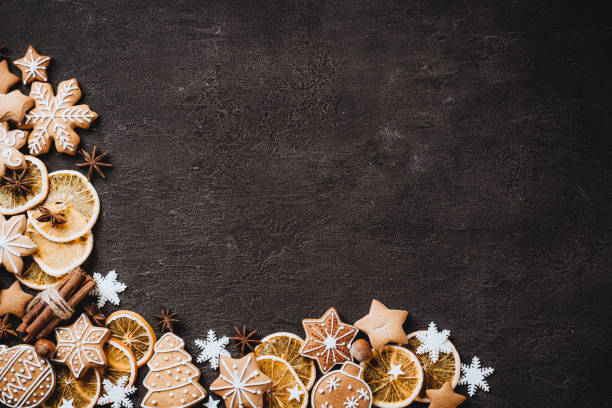 istock Christmas background with gingerbread cookies 1182748960