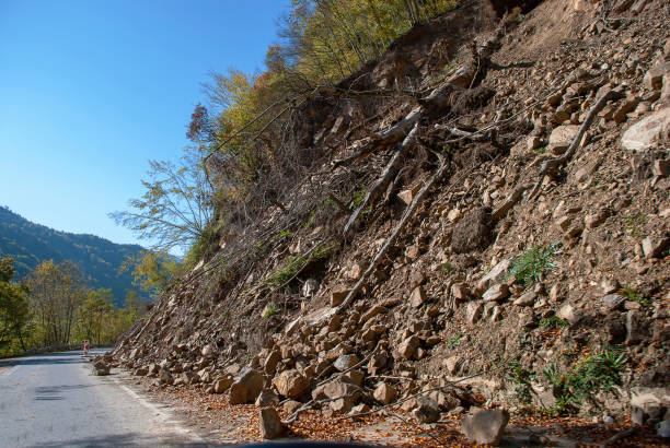 istock A landslide blocking part of a mountain road in Bulgaria 1182749341