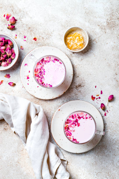 istock Pink Moon Milk for a better sleep, midnight relaxing drink 1182751341