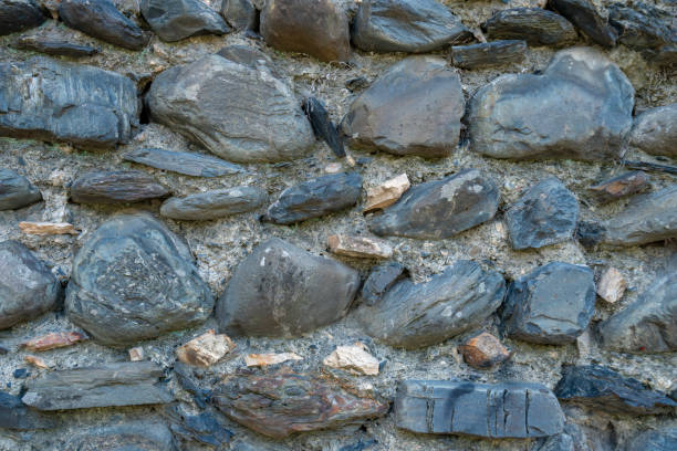istock Texture of old rock wall for background, Medieval stone wall. 1182752635