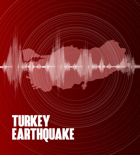 türkei karte von erdbeben und welle - erdbeben türkei stock-grafiken, -clipart, -cartoons und -symbole