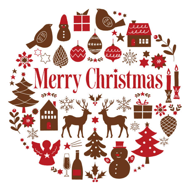 手描きのシックなクリスマスベクトル素材 - christmas candle wreath backgrounds点のイラスト素材／クリップアート素材／マンガ素材／アイコン素材