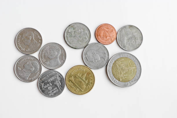 istock Coins - Thai baht on a white background. Thai currency. 1182762723