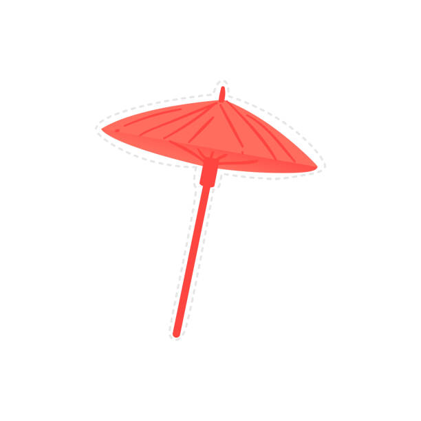 różowy wykałaczka parasol rysunek do dekoracji napoju imprezowego - drink umbrella umbrella pink paper stock illustrations