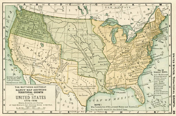 ilustraciones, imágenes clip art, dibujos animados e iconos de stock de mapa de ee.uu. 1898 - montana map usa old