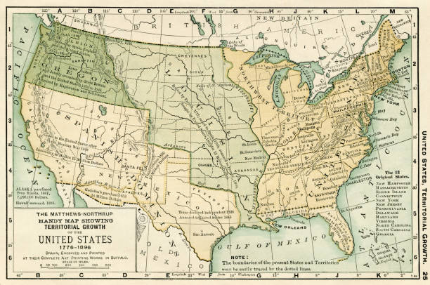 карта сша 1898 - montana map usa old stock illustrations