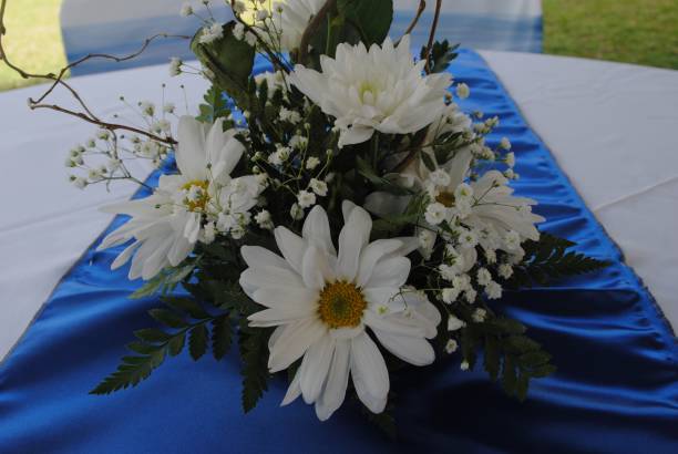bouquet of white chrysanthemums, flowers in the kitchen, close up