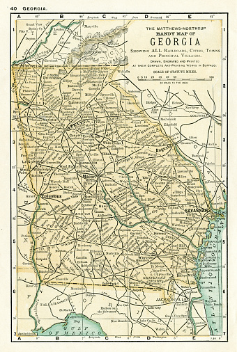 Georgien Karte 1898 Stock Vektor Art Und Mehr Bilder Von Karte