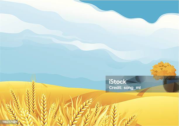 Ilustración de Campos De Grano y más Vectores Libres de Derechos de Agricultura - Agricultura, Aire libre, Ajardinado