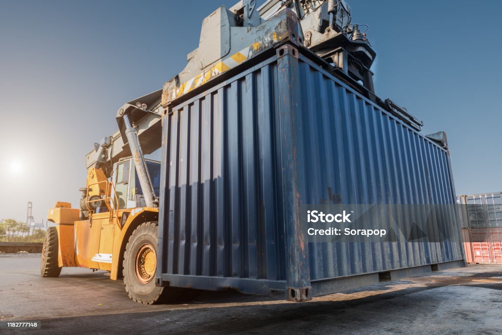 Handling Loading Box Forklift Handling Container Box Loading Stock Photo - Download Image ...