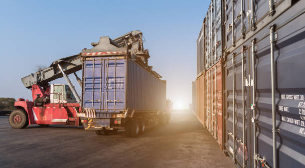 istock Forklift handling the containers box 1182779830