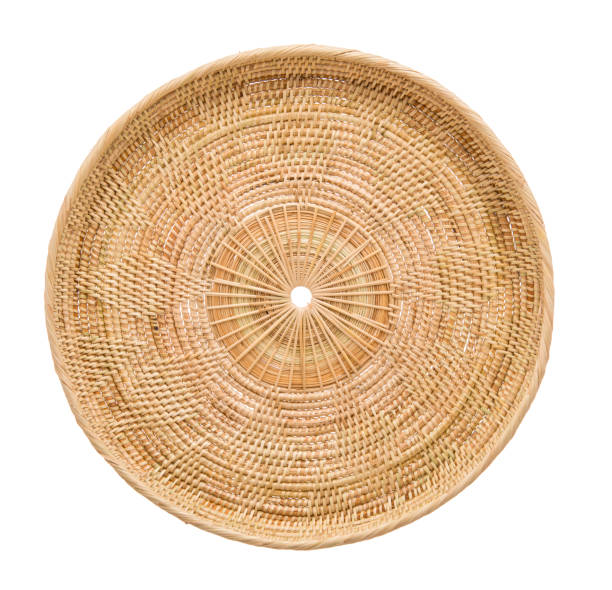 Wood basket wicker wooden in handmade Wood basket wicker wooden in handmade top view isolate on over white background bamboo fabric stock pictures, royalty-free photos & images