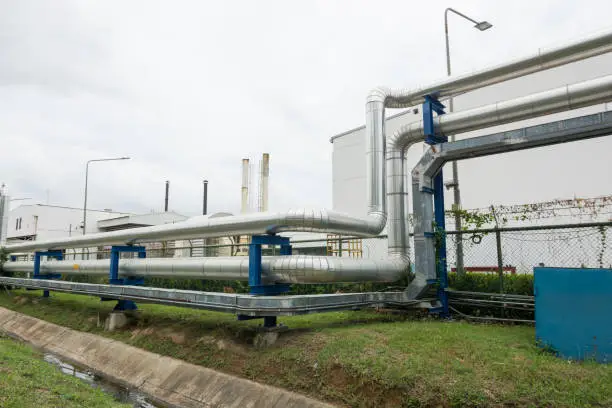 Industrial pipelines in power station facility asia of Thailand
